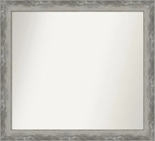 Miniatura 336 de Amanti Art Espejo de baño plateado para sobre el fregadero, 24 x 24 pulgadas, espejo cuadrado de peltre forjado a medida, marco de madera casual
