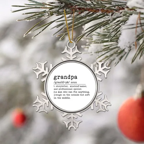 Miniatura 4 de Feliz Navidad Copo de nieve de metal Adornos de Navidad Definición de abuelo Diccionario Palabra Significado Cita Adornos Decoraciones de invierno