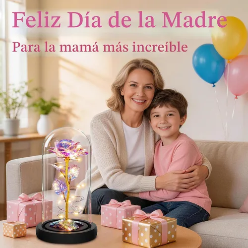 Miniatura 3 de Colorida flor de rosa regalo para San Valentín, regalo de cumpleaños para mujer, regalo de cumpleaños colorido de flores artificiales, cadena de luz