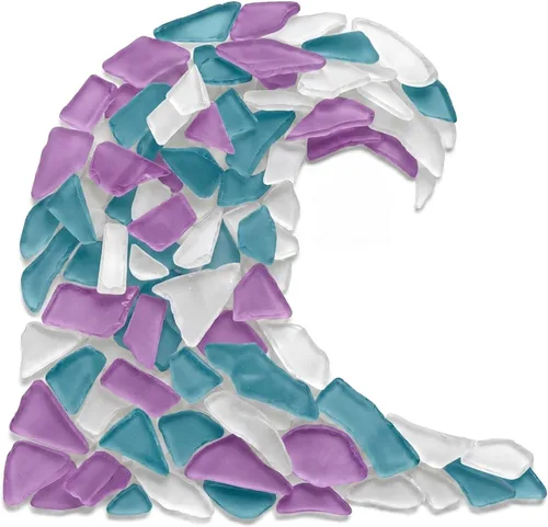 Vidrio de mar para manualidades, 11 onzas, morado, azul caribeño y blanco, decoración de vidrio de mar pulido, vidrio de mar para manualidades,