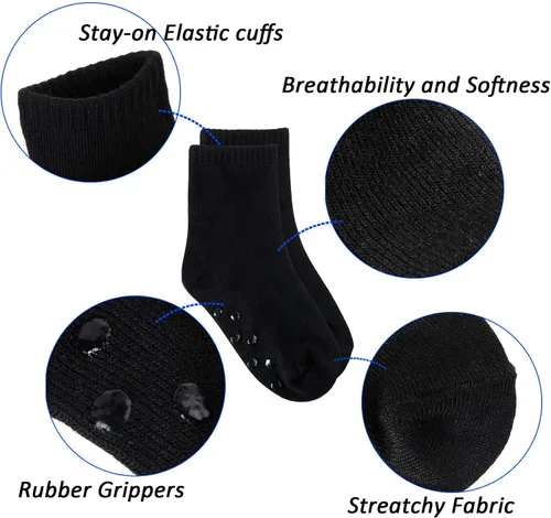 Miniatura 2 de Tenpluszero 12 pares de calcetines antideslizantes para niños pequeños con puños para bebés niños y niñas