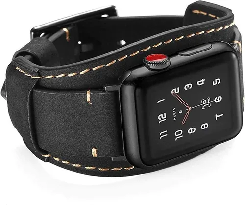 Miniatura 8 de Compatible con correas de Apple Watch de 1.496 pulgadas, 1.575 pulgadas, 1.614 pulgadas, correa de cuero genuino retro de caballo loco para iWatch