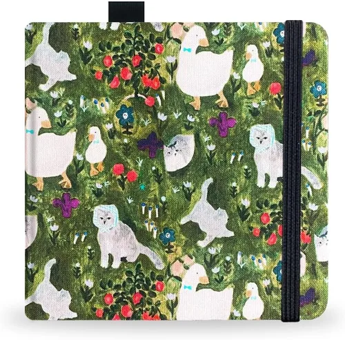Miniatura 29 de Cuaderno de bocetos de acuarela, cuaderno de 5x5 pulgadas con cubierta de tela cuadrada portátil, 20 hojas de papel de dibujo texturizado