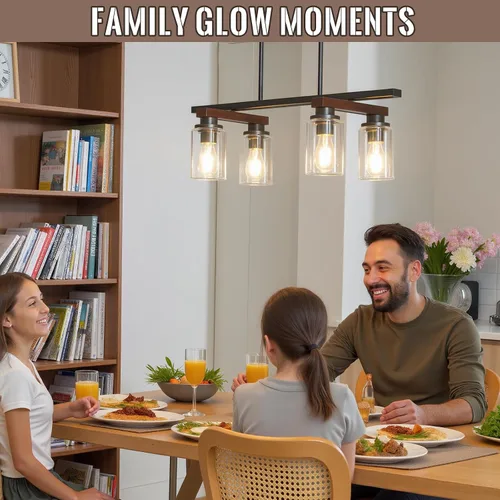 Miniatura 9 de 4 lámparas de isla de cocina y accesorios de iluminación de comedor de granja sobre mesa, colgante rústico ajustable para techo - Diseño giratorio