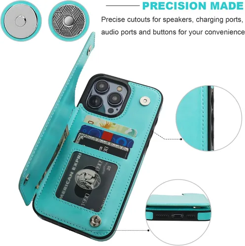 Miniatura 7 de ONETOP Compatible con iPhone 15 Pro Max Funda Cartera con Portador de Tarjetas, Funda de Cuero PU con Soporte Plegable y Ranuras para Tarjetas, Azul