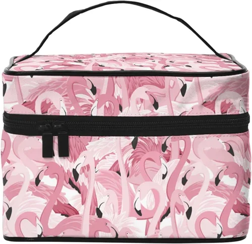 Miniatura 12 de Bolsa de maquillaje con asa, estuche de cosméticos con cremallera, bolsa de aseo portátil de viaje para mujeres y niñas, duradera, 1 Foto