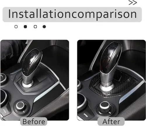 Miniatura 2 de Pieza de repuesto de fibra de carbono ABS para Alfa Romeo Giulia Stelvio 2017 2018 2019 Interior del coche consola central cambio panel cubierta