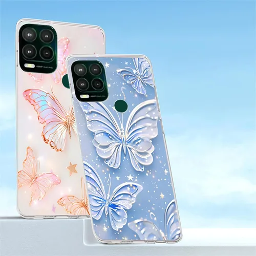 Miniatura 7 de Paquete de 2 fundas elegantes con purpurina de mariposa para Moto G Stylus 5G 2021, delgada y suave TPU de lujo, a prueba de golpes, para adultos