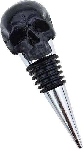 Tapón de vino con diseño de calavera negra con lazo sellado de goma, accesorios de regalo para bar, boda, banquete, fiesta, vino, champán, amantes