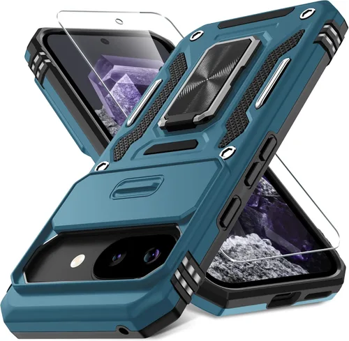 Miniatura 34 de DEERLAMN Funda para Google Pixel 8 con cubierta deslizante para cámara + protector de pantalla (1 paquete), soporte de anillo giratorio grado