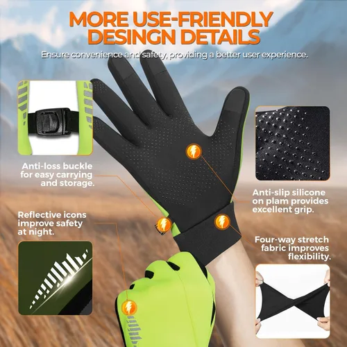 Miniatura 5 de rivmount Guantes de invierno para mujeres y hombres para clima frío, correr, conducir, ciclismo, resistente al agua y pantalla táctil, guantes
