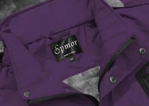 Miniatura 4 de Spmor - Chaqueta de esquí impermeable para mujer, para montaña, lluvia, abrigo de invierno, a prueba de viento, con capucha