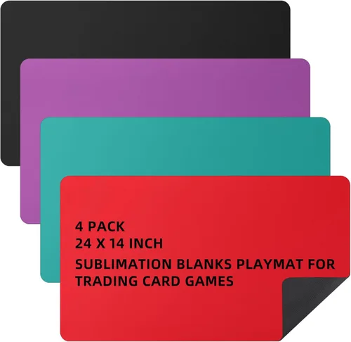 Miniatura 8 de Yexiya 4 piezas de tapetes para juegos de cartas de 14 x 24 pulgadas, tapetes de sublimación en blanco, tapetes para cartas lisas