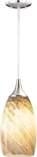 Miniatura 2 de COOSA Lámpara colgante de 1 luz, lámpara colgante de vidrio artística hecha a mano para isla de cocina, acabado de níquel cepillado con accesorio