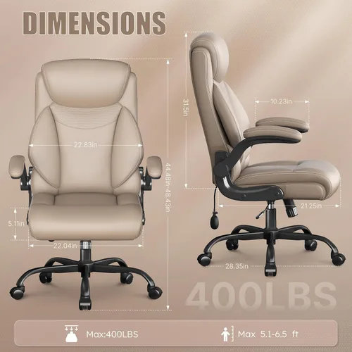 Miniatura 2 de Silla ergonómica de oficina, silla de computadora de escritorio para el hogar, silla ejecutiva de respaldo alto, silla ergonómica de cuero acolchada