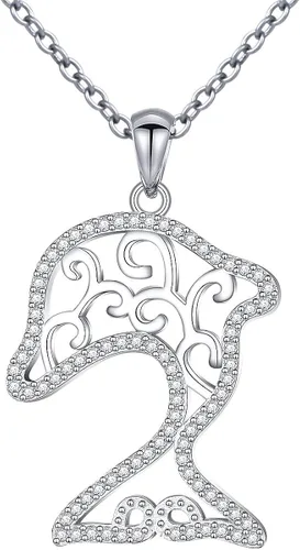 Ladytree 925 Sterling Silver Stingray Necklace Manta Ray Turtle Dolphin Charm Tortoise Necklace Sea Animal Tree of Life Jewelry Sea Lover Gifts