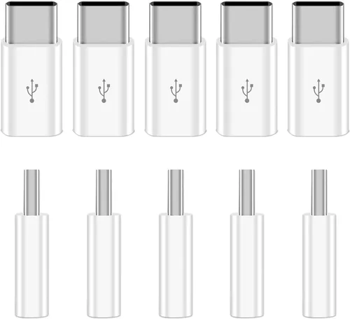 Paquete de 10 adaptadores micro USB a USB C, adaptador USB tipo C, conector de conversión compatible con todos los teléfonos USB-C, tableta, laptop,