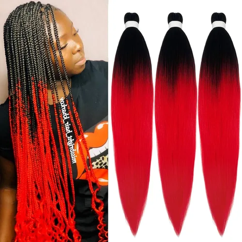 Miniatura 35 de pelo trenzado preestirado marrón, pelo trenzado Kanekalo, pelo trenzado preestirado de 26 pulgadas, 6 paquetes plegados, textura Yaki, extensiones