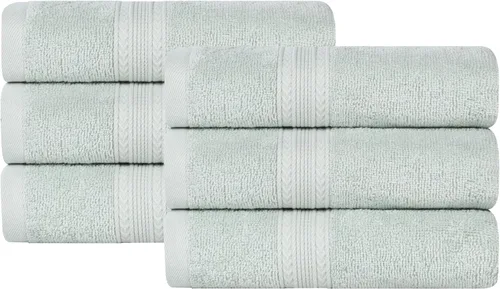 Superior Juego de 6 toallas de mano de algodón ecológico, toallas pequeñas para spa, hotel, baño de invitados, cocina, secado rápido, suave,