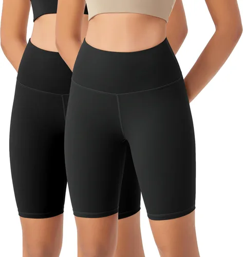 ODODOS ODLEX - Paquete de 2 pantalones cortos de entrenamiento de cintura alta para mujer, control de abdomen, entrenamiento, gimnasio, atletismo,