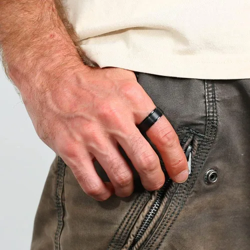 Miniatura 5 de Anillo giratorio de titanio de tungsteno de 0.2360.315 pulgadas para hombre, tamaño medio, sin níquel, anillo de ansiedad para hombres y mujeres