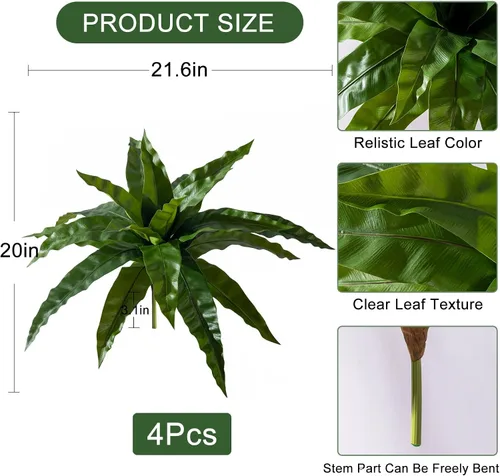 Miniatura 2 de 4 piezas de tallos de vegetación artificial, nido de pájaro falso, ramas falsas, plantas artificiales, helecho falso realista, plantas realistas