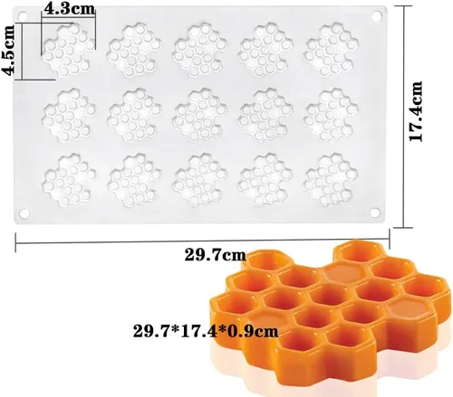 Miniatura 3 de Moldes de silicona de 15 cavidades para panal de abeja de chocolate, molde de panal de abeja de silicona para fondant, moldes de silicona para panal