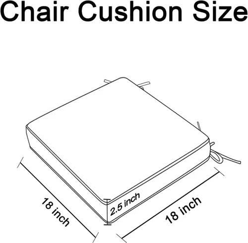 Miniatura 2 de GUEGLSA Cojines de asiento de patio de 18 pulgadas, almohadilla cuadrada impermeable para silla con lazos, 18 x 18 pulgadas, cojín para silla