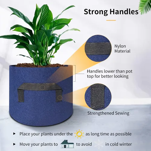 Miniatura 4 de HAOWIN Paquete de 7 bolsas de cultivo coloridas de 14.11 oz más gruesas, macetas de tela de 10 galones, 7 galones, 5 galones, 3 galones, paquete