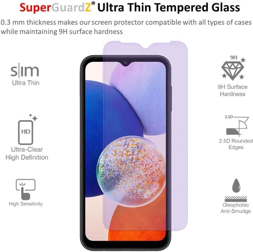 Miniatura 3 de [Paquete de 2] Protector de pantalla para Samsung Galaxy A14 5G (2023), vidrio templado antiluz azul, protección ocular, 9H, 0.012 in, arañazos