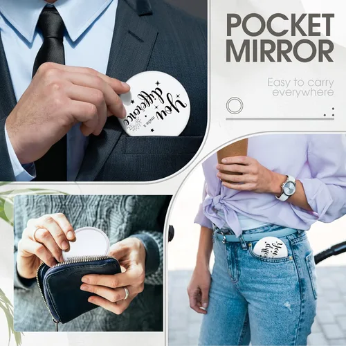 Miniatura 4 de Hoolerry 48 piezas de espejo compacto inspirador, regalos a granel para mujeres You Make a Difference - Mini bolsillo redondo de maquillaje, espejo