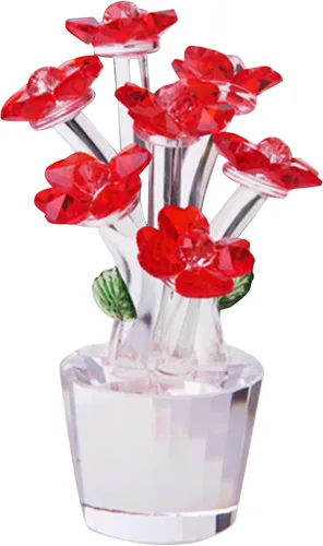 Miniatura 5 de Figura de rosa roja, adorno de cristal para cesta de flores, decoración de sala de estar, dormitorio (cesta de flores)