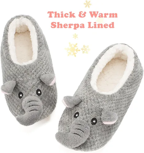 Miniatura 3 de cosyone1997 Lindas pantuflas de animales para niños, niñas y mujeres, calcetines de casa mullidos con suela antideslizante suave, regalos únicos