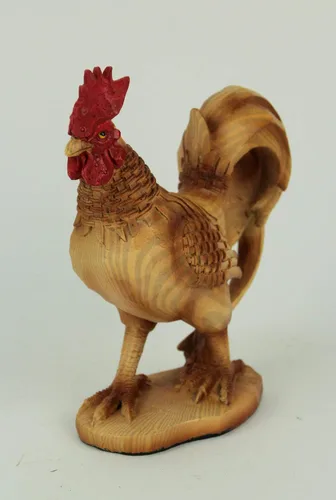 Miniatura 2 de Everspring Estatua de gallo de pie con aspecto de bambú de talla de madera sintética