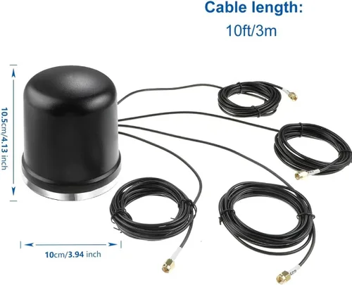 Miniatura 3 de 2x2 MIMO Omnidireccional de perfil bajo 4G LTE 5G Antena externa SMA Macho Conector con cable de 10 pies para aumentar el rendimiento de enrutadores