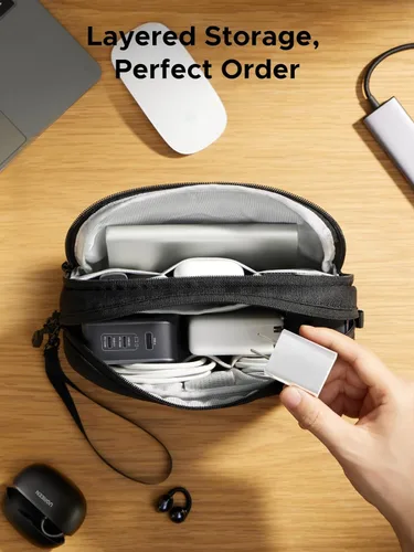 Miniatura 3 de UGREEN - Bolsa Organizadora de Electrónica para Viaje, Estuche Multifuncional Portátil para Cables, Cordón, Tarjeta SD, Auriculares, Cargador
