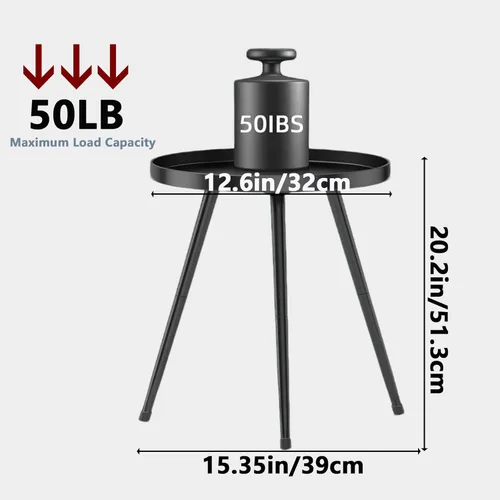 Miniatura 3 de Mesa auxiliar redonda pequeña de metal, mesa auxiliar negra para exteriores, mesa auxiliar moderna de mediados de siglo para oficina, dormitorio