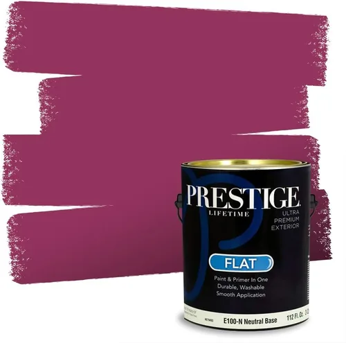 Miniatura 89 de Prestige Paints E100-T-SW6591 Pintura exterior e imprimación en uno, 1 galón, plano, combinación comparable de Sherwin Williams Amaryllis, 1 galón