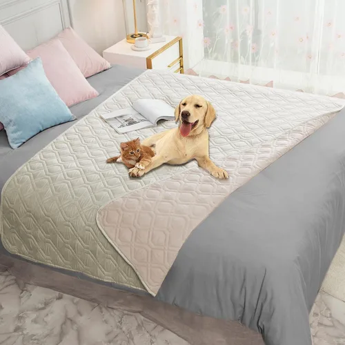 Miniatura 92 de Ameritex Funda Impermeable para Cama de Perro Manta para Mascotas para Muebles Cama Sillón Sofá Reversible Azul marino+azul piedra