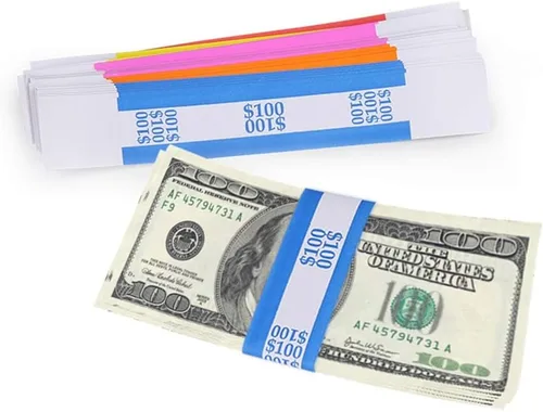 Miniatura 6 de L LIKED Paquete de 250 paquetes de bandas para billetes autosellantes, correas para billetes, bandas envolturas para billetes de dinero