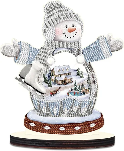 Miniatura 13 de antor Kit de adornos de escritorio con diseño de árbol de Navidad, muñeco de nieve, pintura de diamante, para adultos, principiantes, arte de Árbol