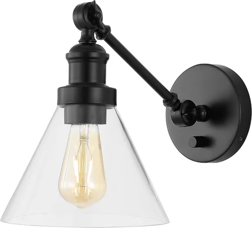 Miniatura 9 de JONATHAN Y Aplique de pared LED ajustable de níquel de 8 pulgadas, lámpara de pared enchufable con interruptor de atenuación, pantalla de vidrio