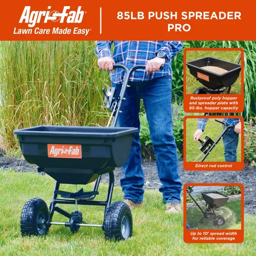 Miniatura 8 de Agri-Fab 45-0532-AMZ, esparcidor de césped profesional de capacidad de 85 libras, cobertura aproximada de ¼ de acre (14,000 pies cuadrados), ancho