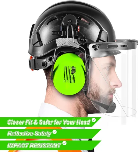 Miniatura 5 de Casco de Seguridad Forestal para Motosierra con Visera Completa de Policarbonato Transparente y Orejeras 3 en 1 Casco Duro Forestal