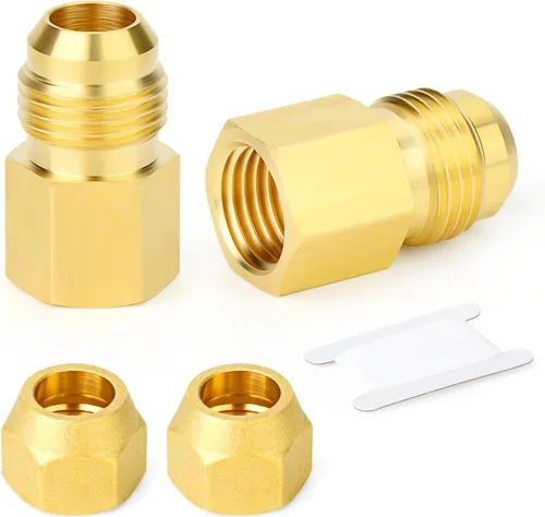 Miniatura 31 de GASHER Adaptador de codo de montaje de tubo de latón de 1/2 pulgada flare x 1/2 pulgada NPT macho Pipe