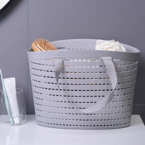 Miniatura 2 de Cesta de almacenamiento de plástico portátil con asa y caja organizadora para baño, despensa, cocina, dormitorio universitario, garaje, cesta