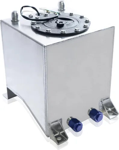 Tanque universal de celda de combustible de 2.5 galones 10L con tapa y remitente de nivel de aluminio pulido plateado