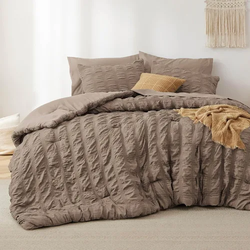 Miniatura 9 de Bedsure Cama en una Bolsa Individual - 5 Piezas de Juego de Edredón con Diseño de Sombrero de Paja, Juego de Ropa de Cama Blanco Boho Suave