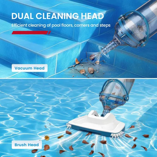 Miniatura 3 de ENHULK Aspiradora de piscina para piscina sobre el suelo, cabezal mejorado de 13.4 pulgadas de ancho y poste telescópico, potente succión de 18.5