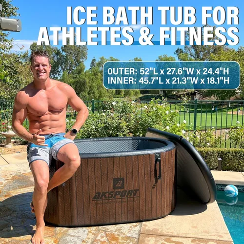 Miniatura 2 de AKSPORT Bañera de Baño de Hielo para Atletas, Bañera Inflable de Inmersión en Frío de 151 Galones Compatible con Enfriadores de Agua, Baño de Hielo